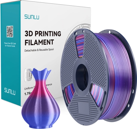 Filamento Sunlu PLA+ Silk arcoíris 02 1,75 mm 1 kg