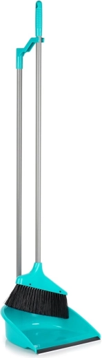 Recogedor con cepillo de mango largo 95 cm – turquesa
