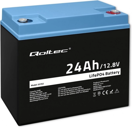 Batería LiFePO4 de litio-ferrofosfato 12.8 V 24 Ah 307.2 Wh con BMS