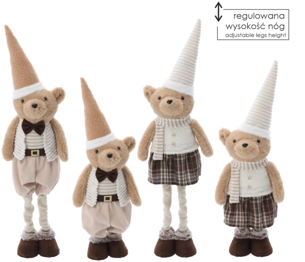 Osito de peluche navideño beige con patas ajustables 55–80 cm - 1 pieza