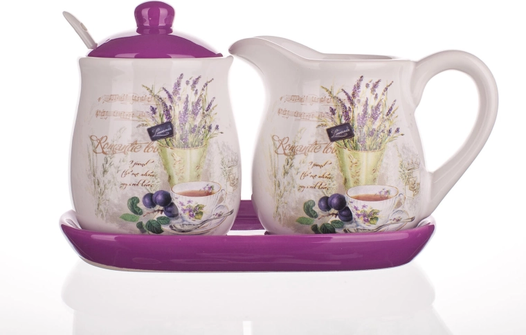 Juego cerámico de lechera y azucarero Lavender