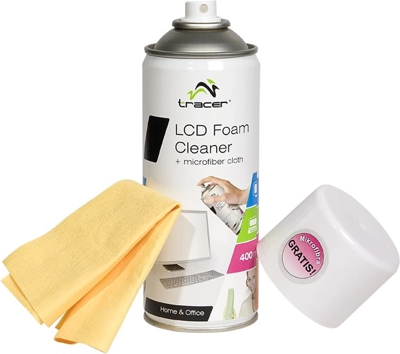 Espuma limpiadora para monitores LCD 400 ml y paño de microfibra