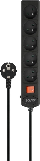Regleta alargadora con protección contra sobretensiones 5× Schuko, 3 m con interruptor