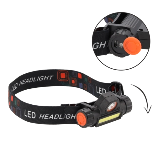 Linterna frontal LED de aluminio, compacta y recargable
