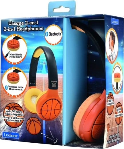 Auriculares infantiles Bluetooth 2 en 1 con diseño de baloncesto LEXIBOOK