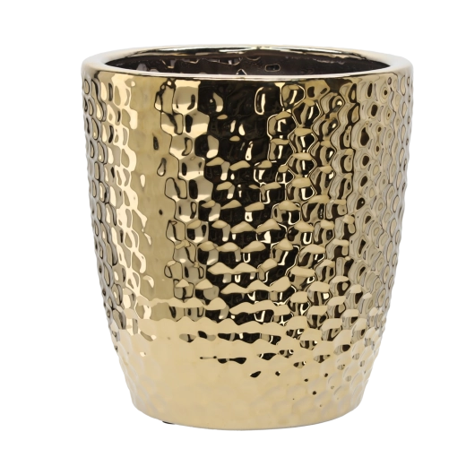 Macetero decorativo de cerámica 39 × 39 × 41,5 cm – panal de miel dorado