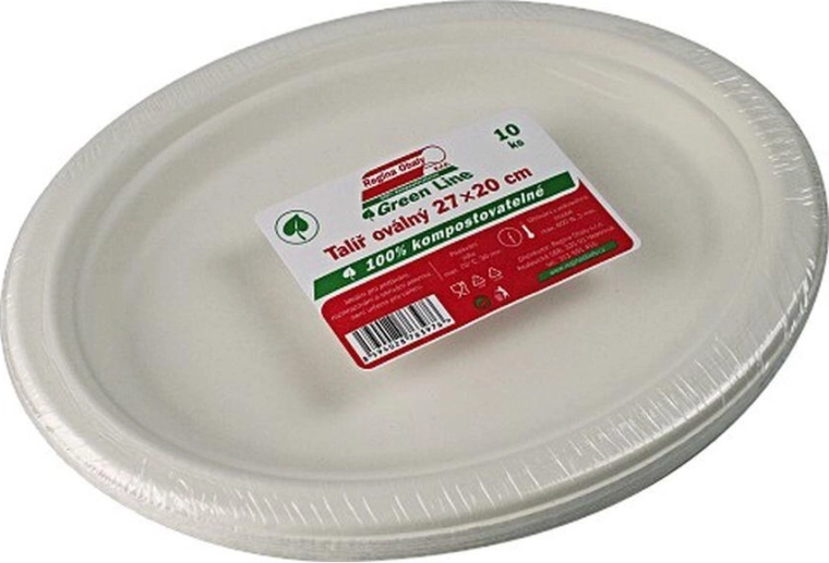 Platos ovalados desechables de bagazo 26 × 19 cm (10 uds.)