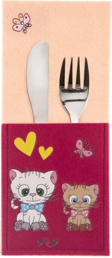 Funda para cubiertos infantiles Gatito 21 × 9 cm