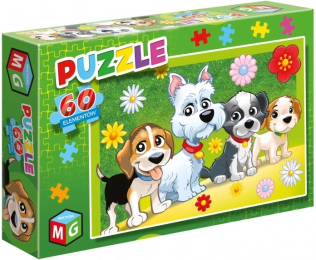 Puzle educativo de 60 piezas – perros y flores