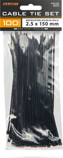Bridas para cables negras de 150 × 2,5 mm, 100 unidades
