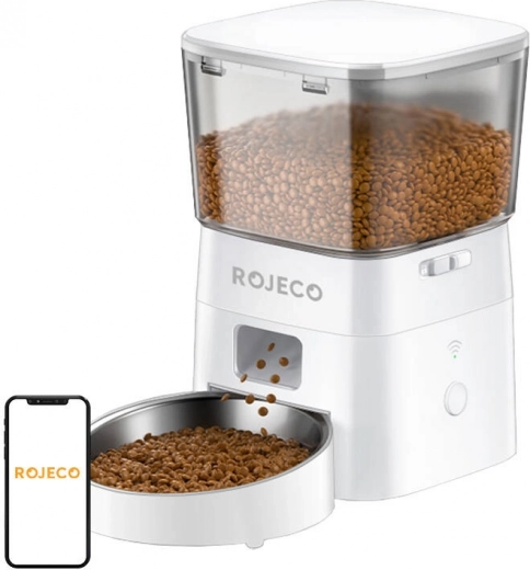 Comedero automático inteligente para mascotas ROJECO de 2 L con Wi-Fi