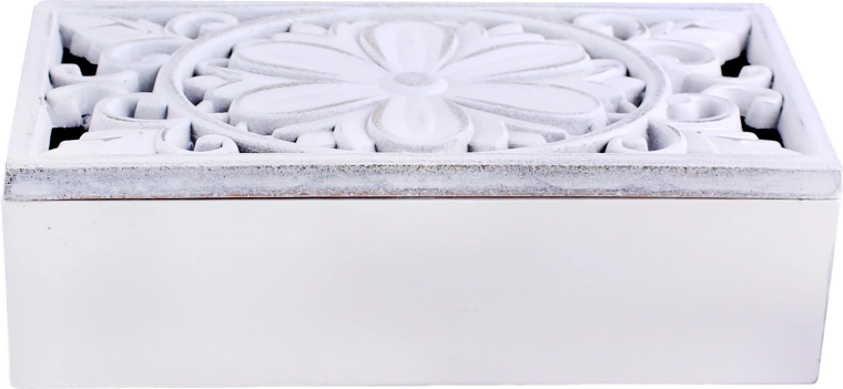 Caja blanca de madera con 3 separadores 23 × 11 × 7 cm