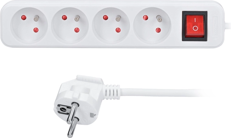 Solight alargador 4 tomas 5 m blanco con interruptor