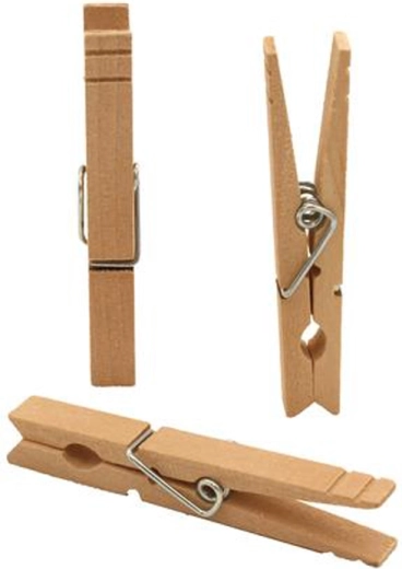 Pinzas de madera para la ropa TORO, 24 uds, de abedul 7,2 cm