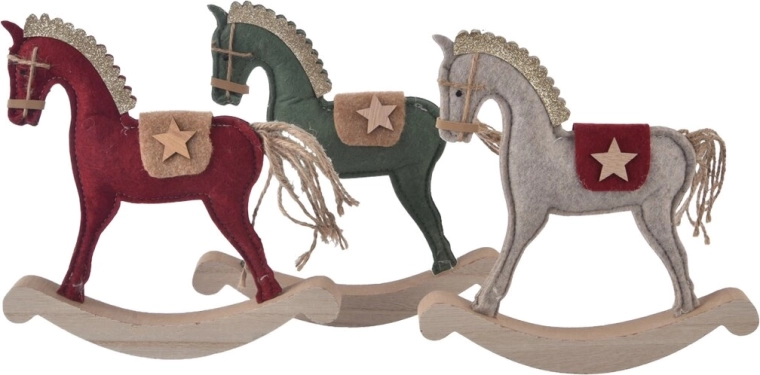 Decoración navideña Caballo de madera y fieltro 20 × 2 × 22 cm (3 variantes)