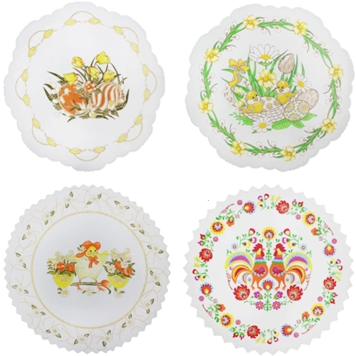Mantel de Pascua con motivo de huevos y conejitos 28 cm, verde
