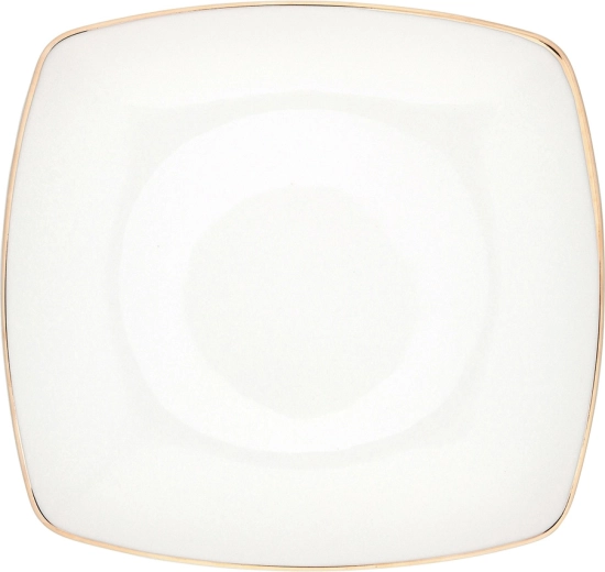 MariaPaula Moderna plato llano cuadrado con borde dorado 25 cm