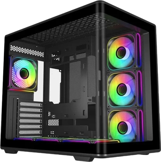 Elite 600 caja ATX mid-tower negra con 7× ventiladores ARGB y hub