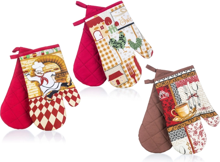 Agarraderas de cocina con imán COOK, algodón, 27 × 17 cm, set de 2 uds., mix de diseños