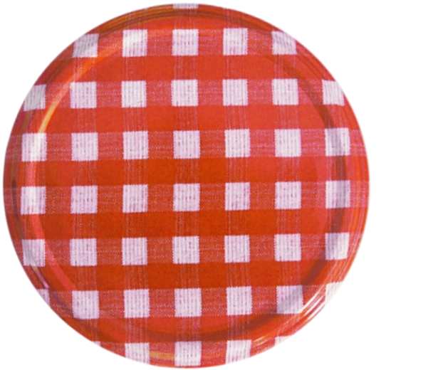 Tapa de rosca para tarros de conservas de 82 mm – diseño de cuadros rojos, 6z