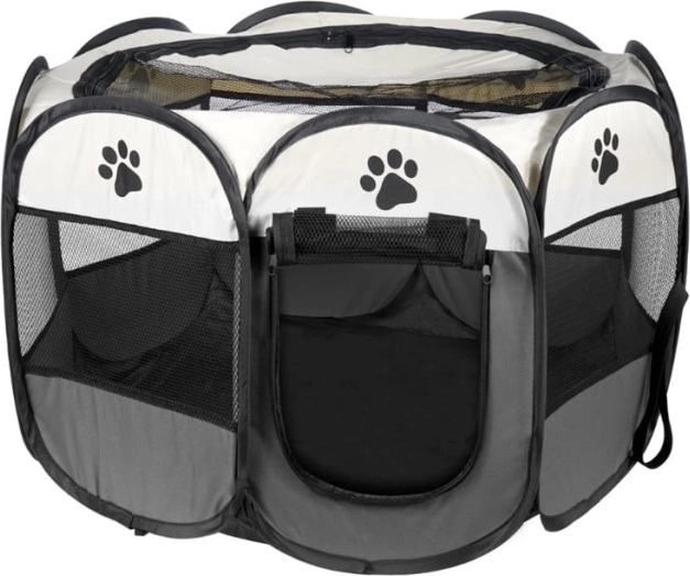 Parque plegable para perros y gatos - gris