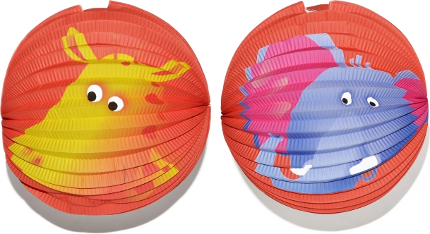 Farolillo de papel redondo con estampado animal de 25 cm