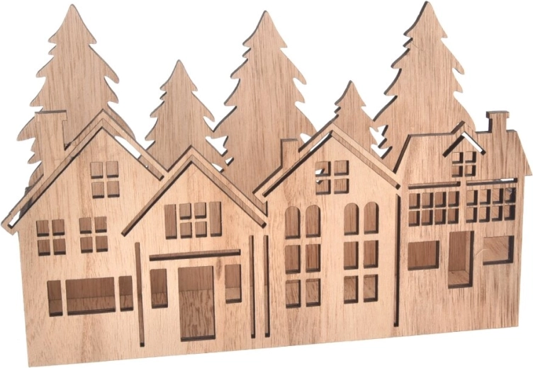 Casita de madera con valla, beige