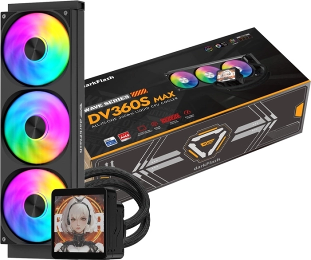 Refrigeración líquida para CPU DarkFlash DV360S MAX 360 mm con pantalla IPS, negra