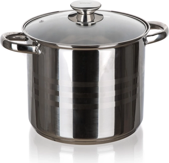 Olla de acero inoxidable 22 cm con tapa de cristal 7,2 l LIVING