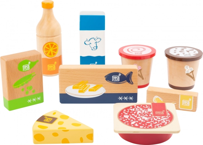 Small foot conjunto de alimentos fríos y congelados de madera, 9 piezas