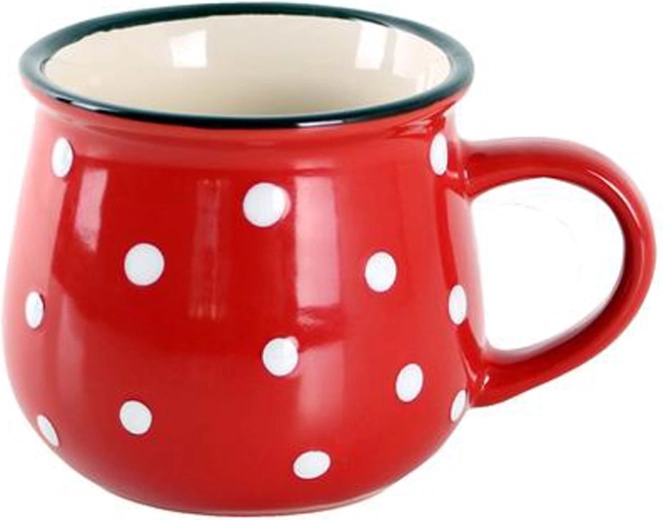 Taza de cerámica 370 ml roja con lunares blancos TORO