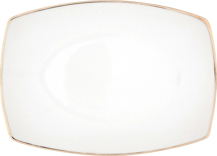 Fuente de servir MariaPaula Moderna cuadrada 33 cm con decoración dorada