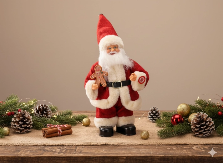 Figura navideña danzante de Santa con muñeco de jengibre 30 cm