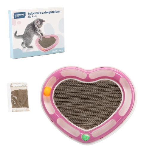 Juguete interactivo para gatos con forma de corazón con rascador de cartón