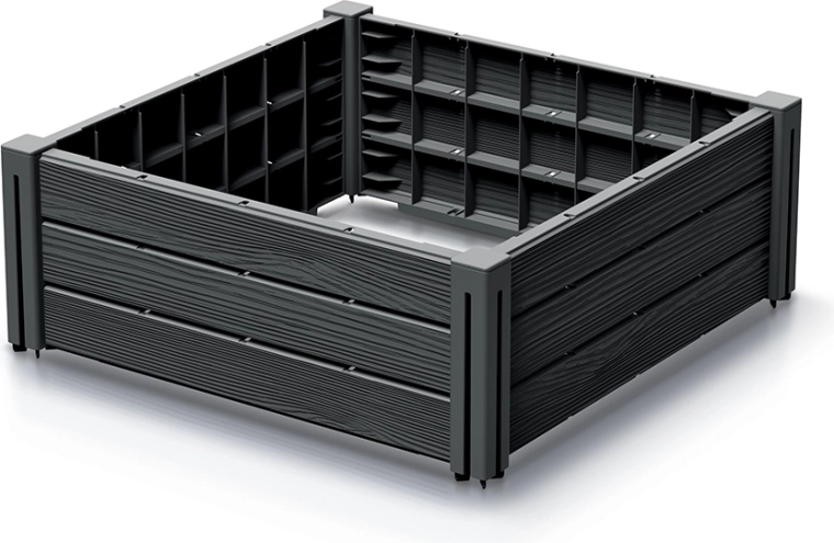 Bancal elevado de plástico resistente 61,8 × 61,8 cm antracita