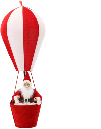 Decoración navideña de Santa en globo aerostático de aire caliente, 110 cm