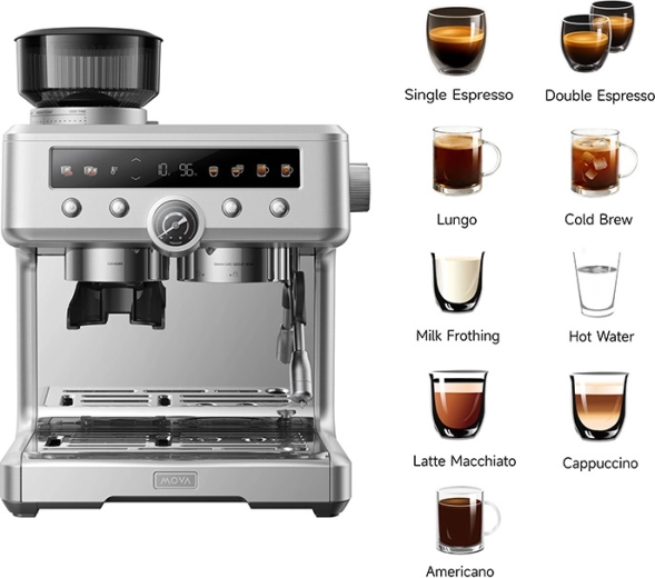 Cafetera espresso de brazo MOVA S20 Pro plateada