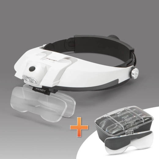 Lupa de cabeza con iluminación LED y lentes intercambiables