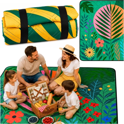 Manta de picnic colorida con motivo vegetal 100 × 150 cm