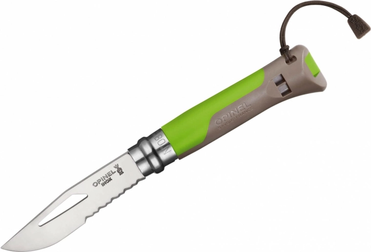 Opinel N°08 Outdoor Inox cuchillo de bolsillo verde 8,5 cm con silbato