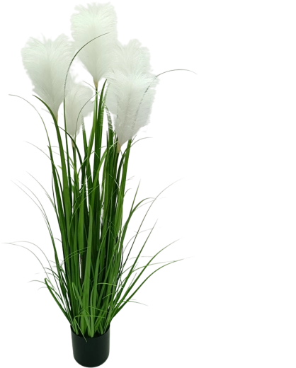 Hierba de pampas artificial blanca en maceta de 120 cm Garden Line
