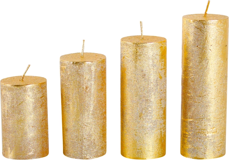 Velas de Adviento rústicas Provence doradas, 4 uds.