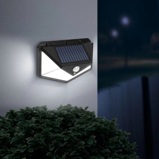 Proyector solar de pared con sensor de movimiento, 136 LED