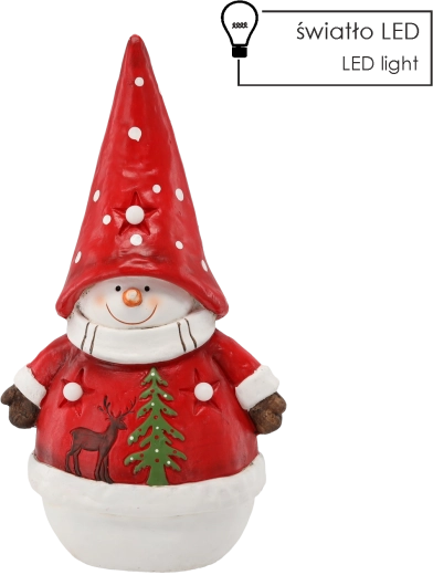 Figura navideña de muñeco de nieve con gorro y LED 51,5 cm