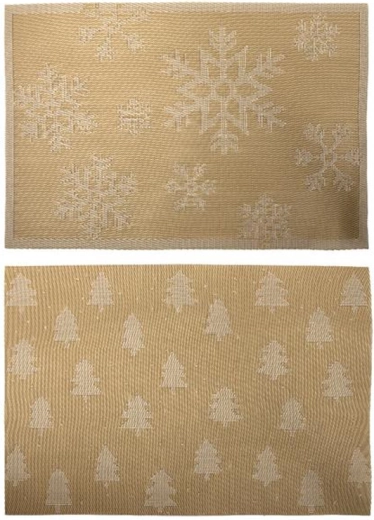 Mantel individual navideño 30 × 45 cm, dorado, poliéster