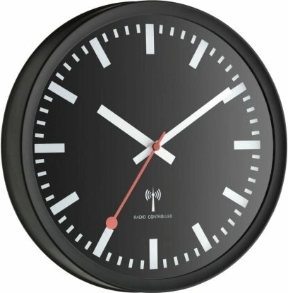 Reloj de pared radiocontrolado TFA, negro