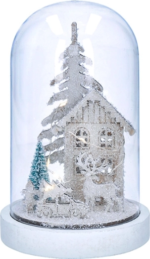 Solight decoración navideña LED paisaje nevado con casita 18 cm