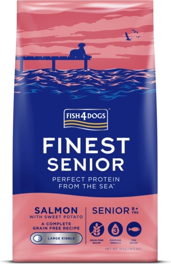Fish4Dogs finest salmón con boniatos para perros mayores de razas grandes 12 kg