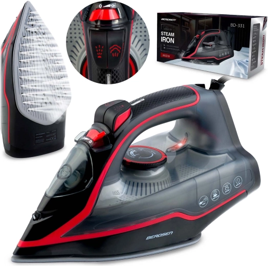 Plancha de vapor 2600 W Berdsen con suela cerámica y vapor vertical