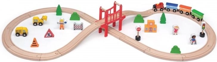Vía de tren de madera 39 piezas